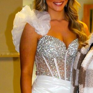 Ava Presley White Dress with Nude Accents